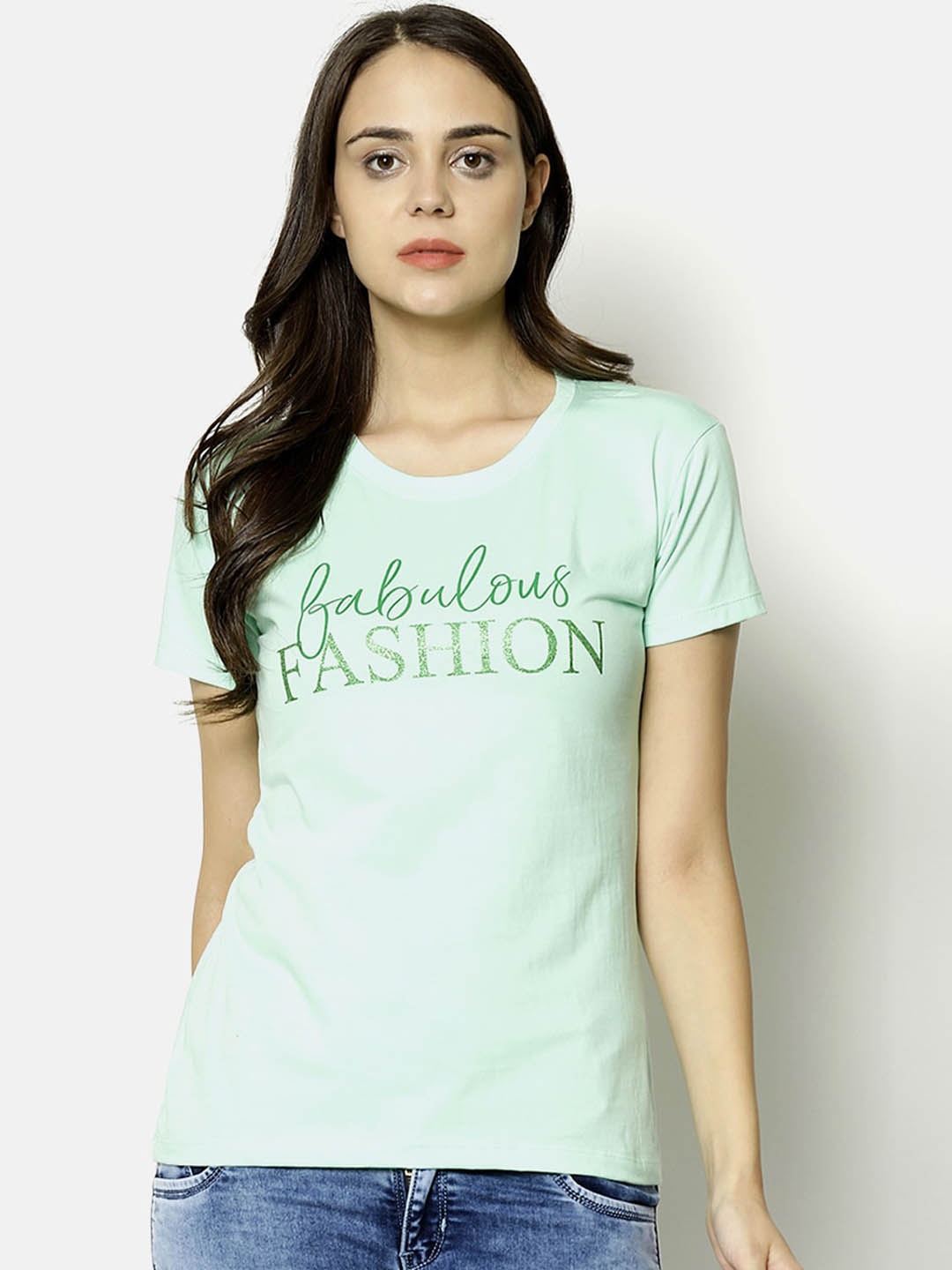 

V2 Value & Variety Green Printed Regular Top