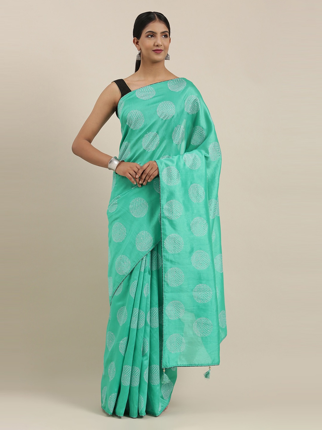 

The Chennai Silks Sea Green Viscose Rayon Embellished Banarasi Saree