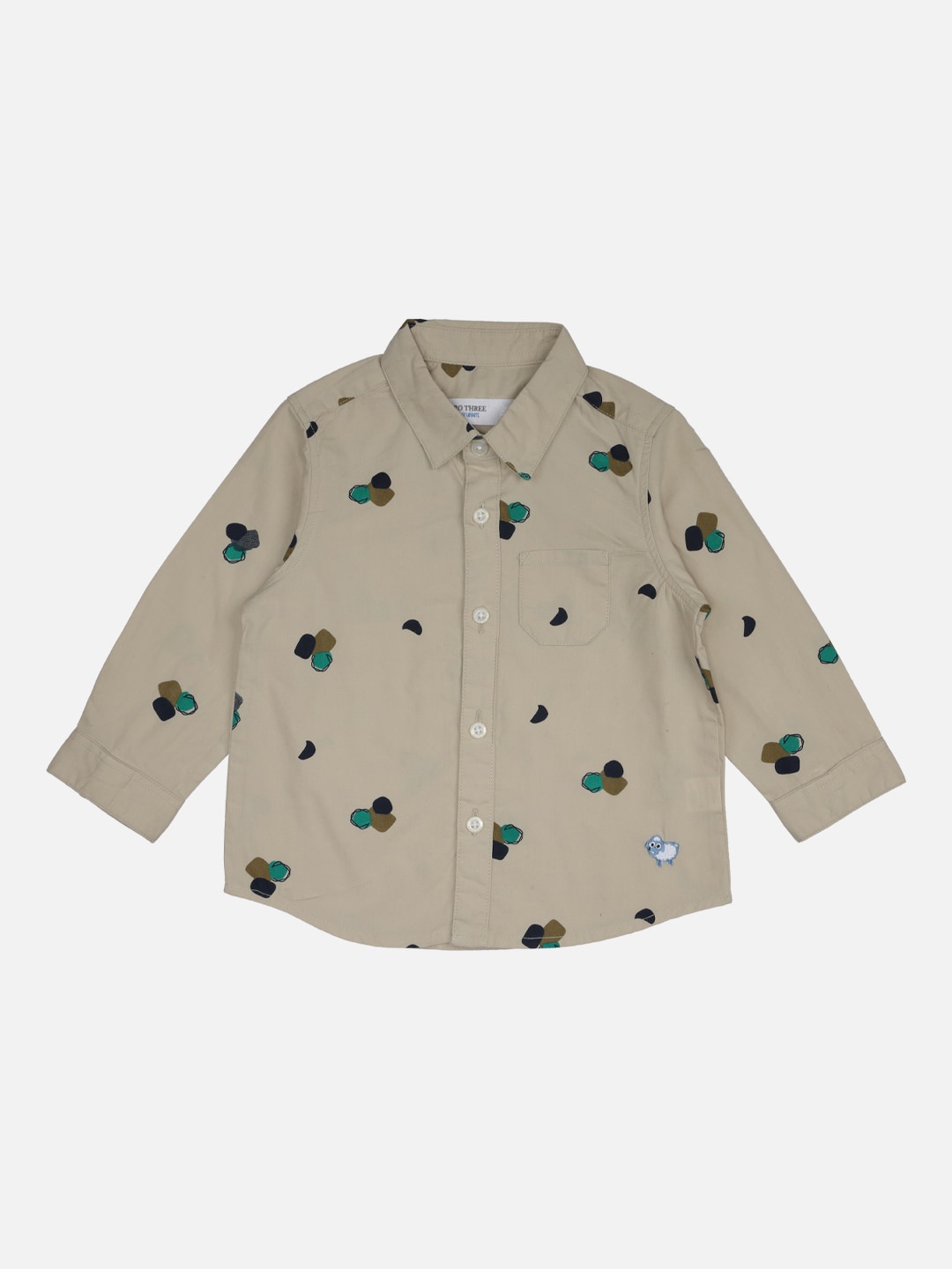 

ZERO THREE Boys Beige Regular Fit Printed Cotton Casual Shirt