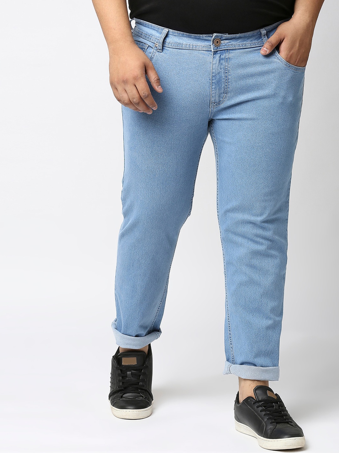 

Freeform by High Star Men Plus Size Blue Solid Mid Rise Clean Look Slim Fit Jeans