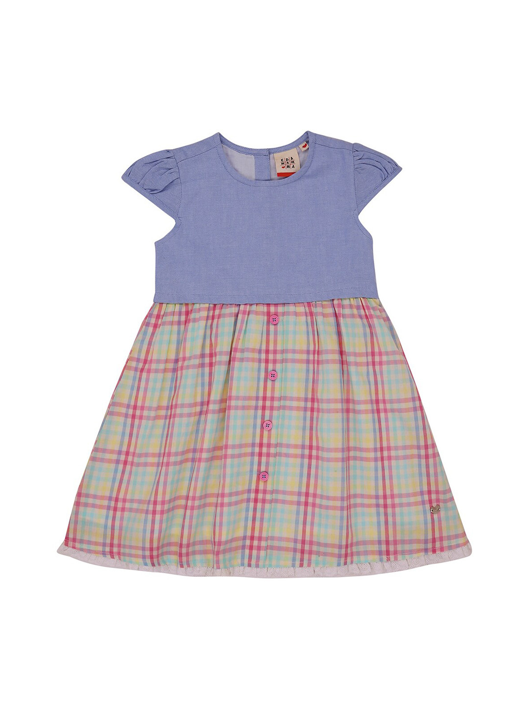 

Ed-a-Mamma Girls Blue Checked Fit and Flare Sustainable Dress