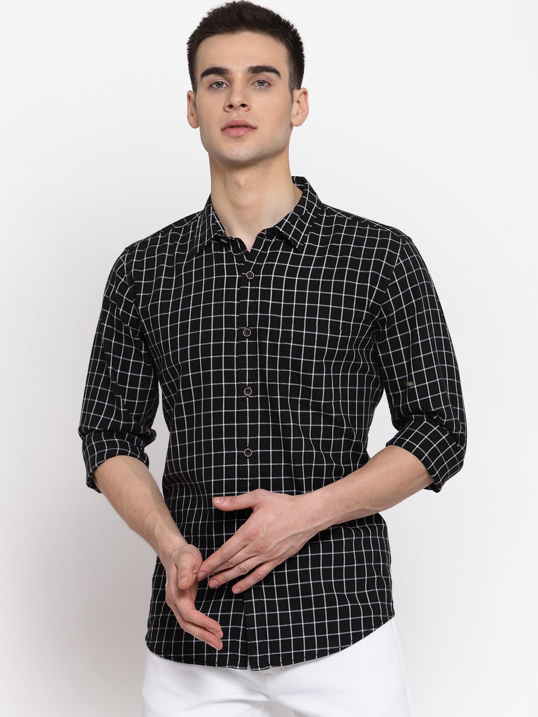

Pepe Jeans Men Black Pure Cotton Regular Fit Checked Casual Shirt