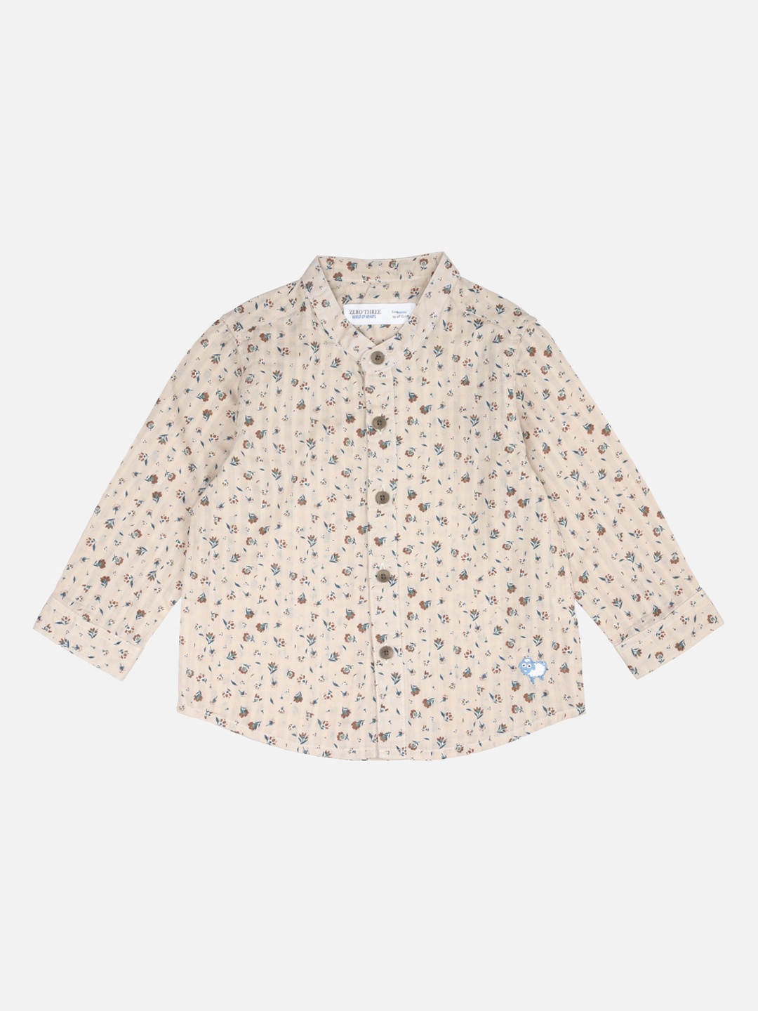 

ZERO THREE Boys Beige Regular Fit Printed Cotton Casual Shirt