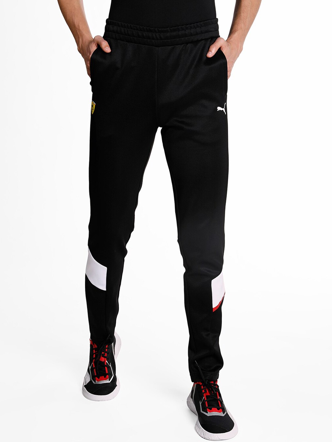 

Puma Men Black & White Colourblocked Ferrari Race MCS Slim-Fit Ferrari MSP Track Pants