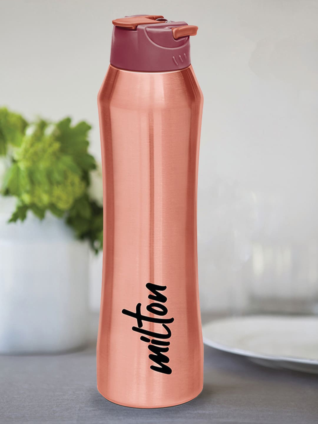 

Milton Rose Gold-Toned & Black Solid Stark-900 Thermosteel Water Bottle 800 ml