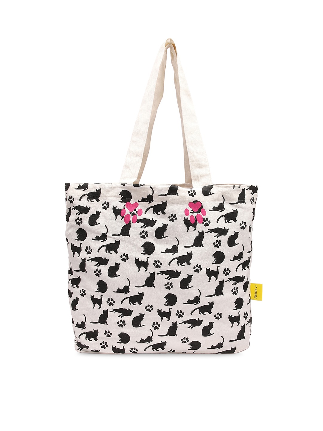 

FOREVER 21 White Printed Tote Bag