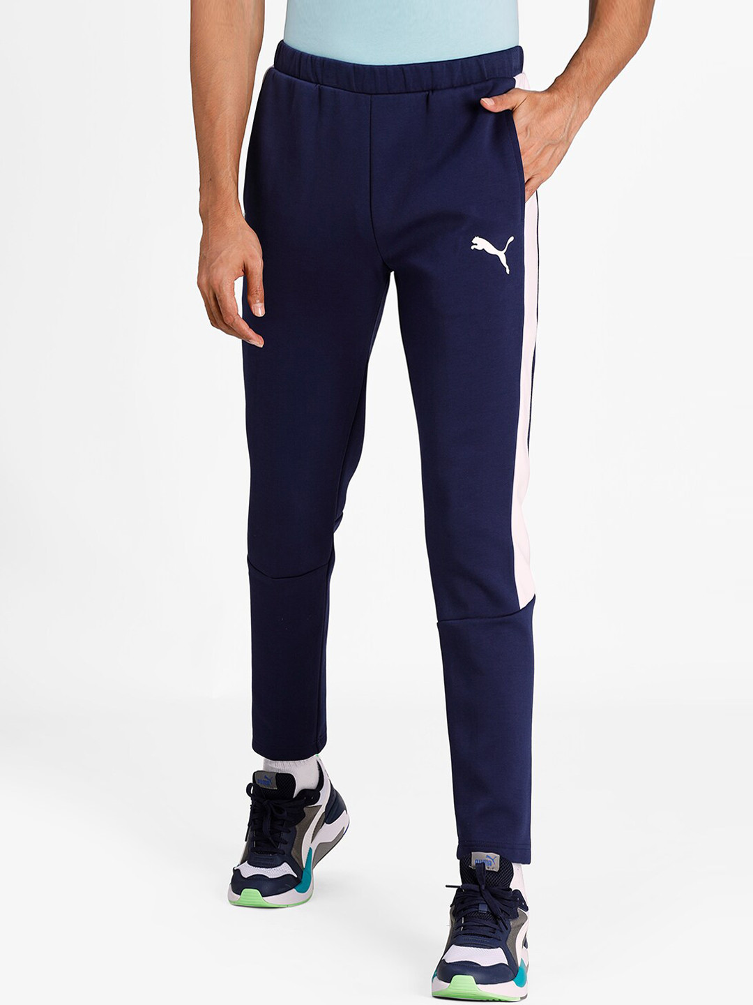 

Puma Men Navy Blue EVOSTRIPE Core Slim-Fit Track Pants