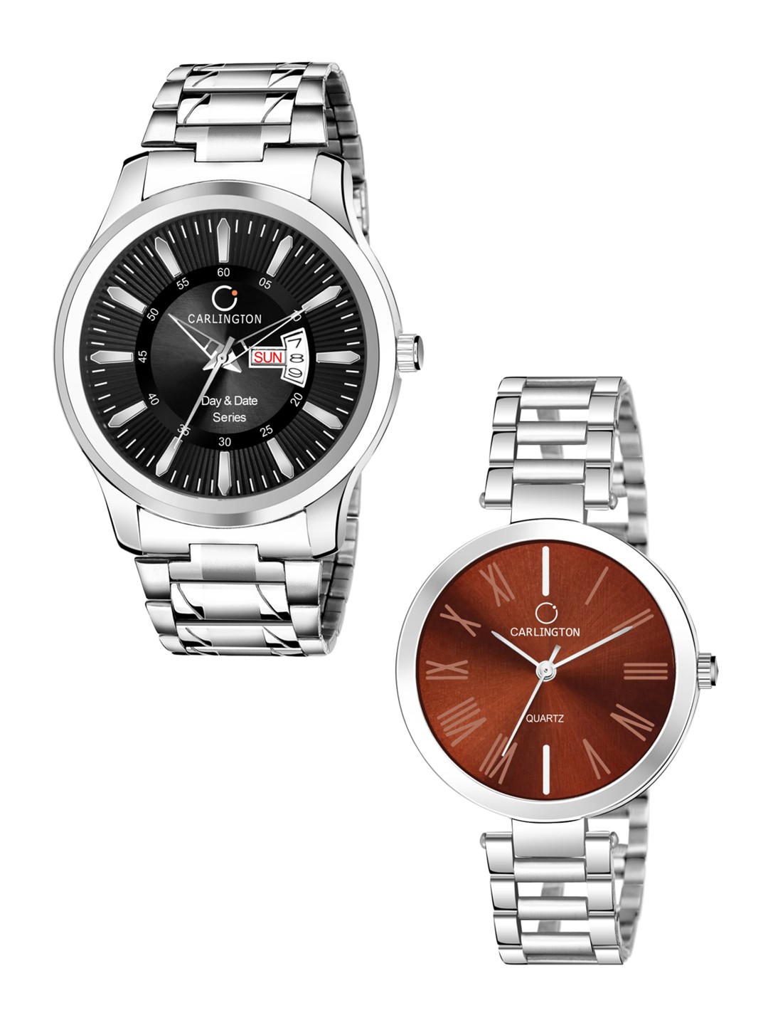 

CARLINGTON Unisex Black Analogue Watch Combo