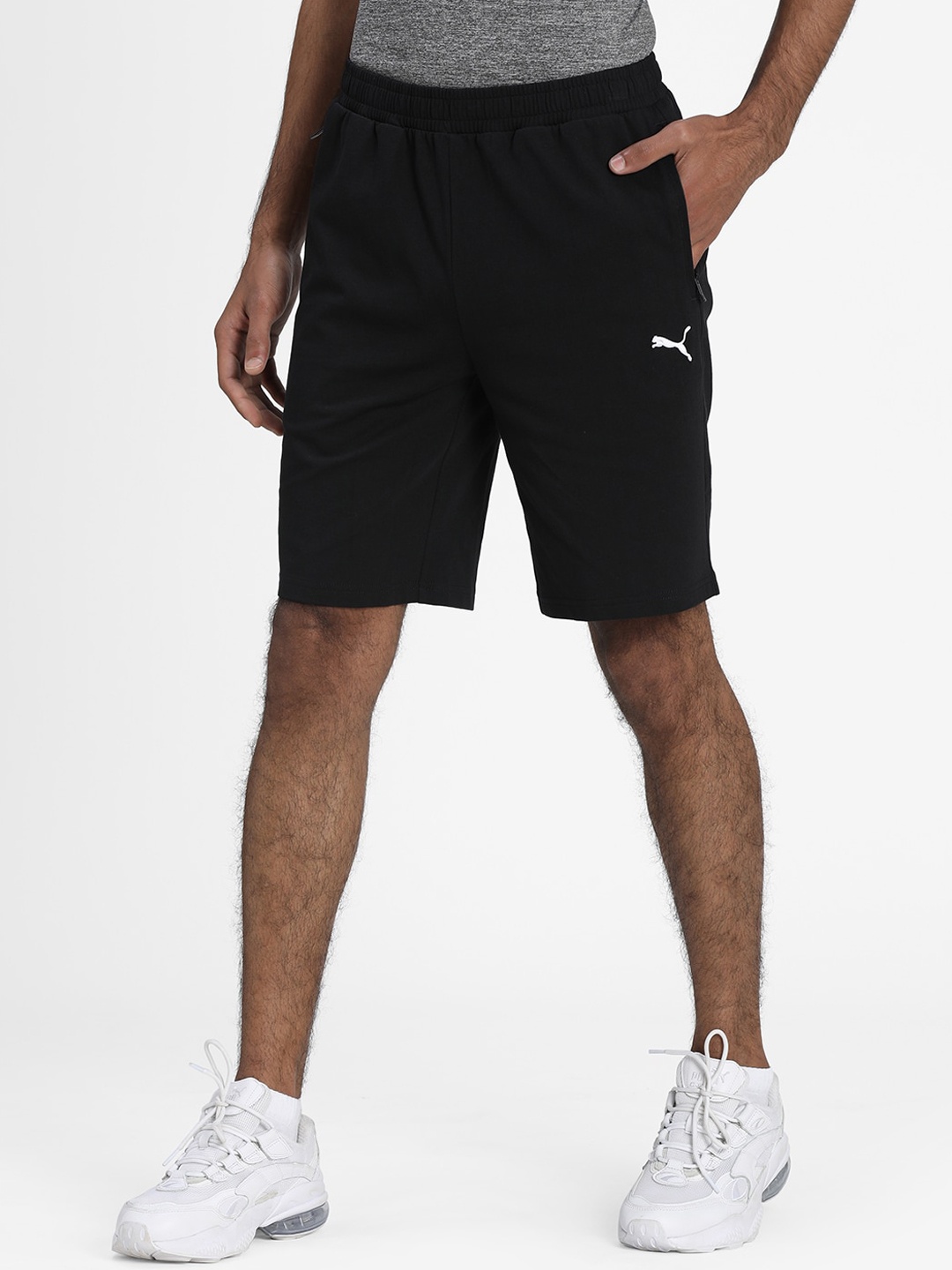 Puma Men Black Solid Regular Fit Cotton Sports Shorts