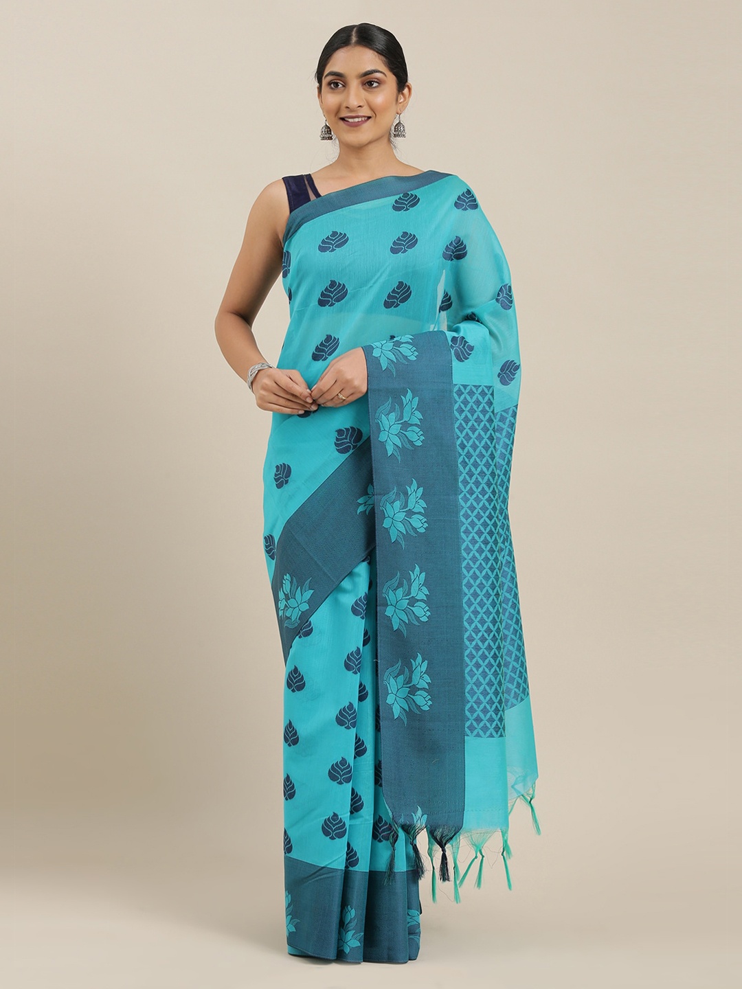 

The Chennai Silks Blue Silk Cotton Woven Design Maheshwari Saree