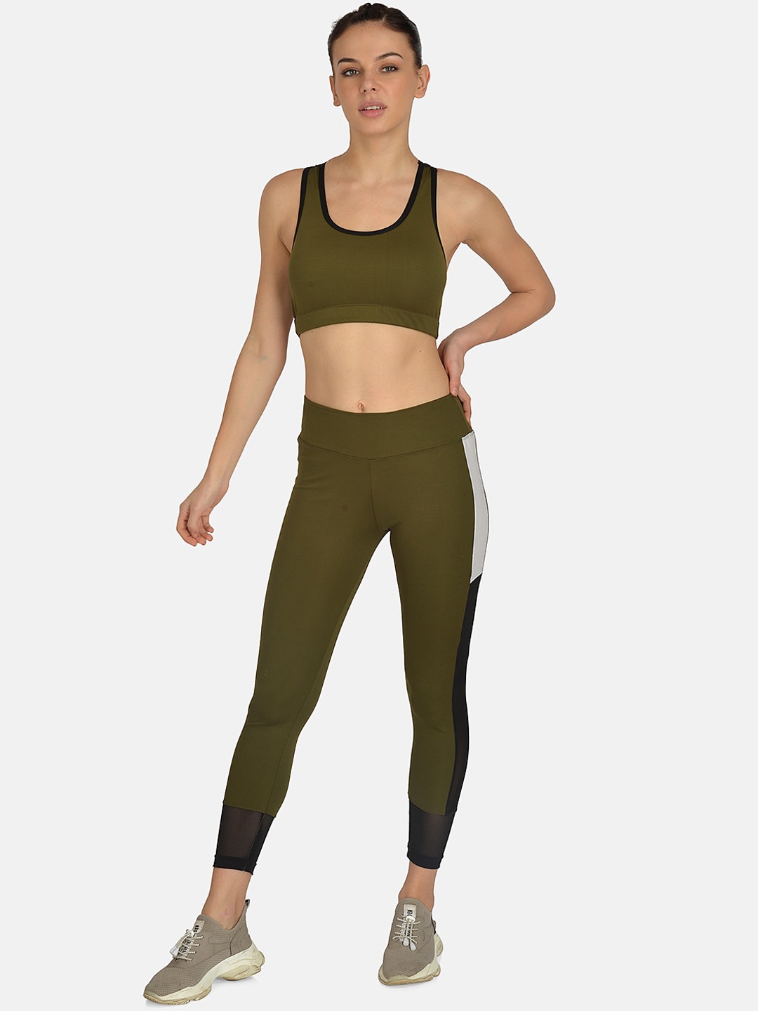 

mod & shy Women Olive Green Solid Tracksuit