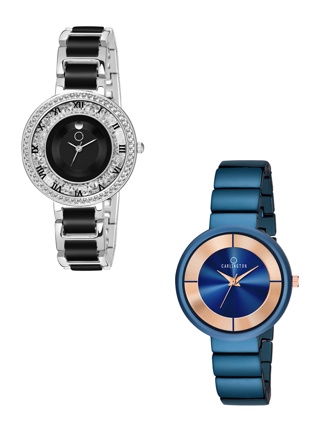 

CARLINGTON Women Set of 2 Black & Blue Analogue Watches