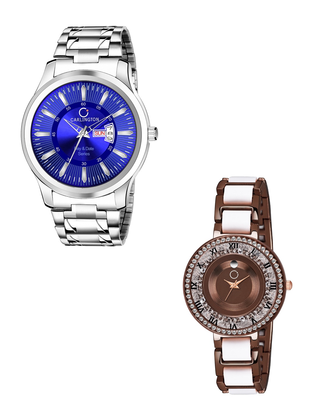 

CARLINGTON Unisex Blue & Gold-Toned Analogue Watch Combo