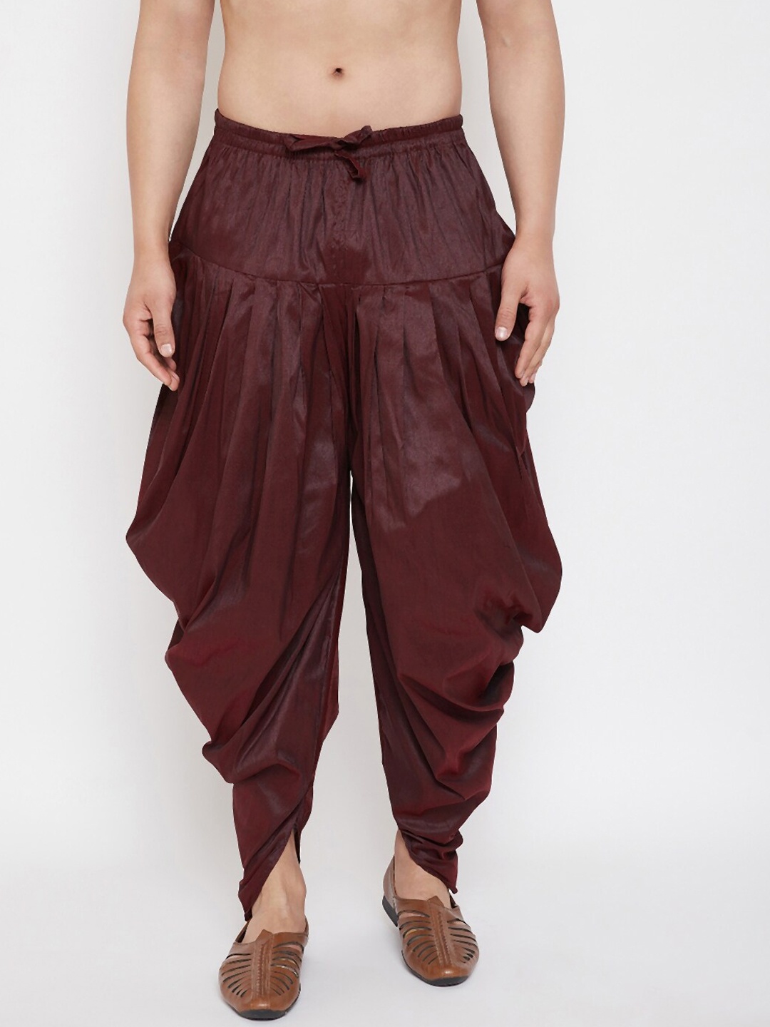 

VASTRAMAY Men Burgundy Solid Dhoti Pants