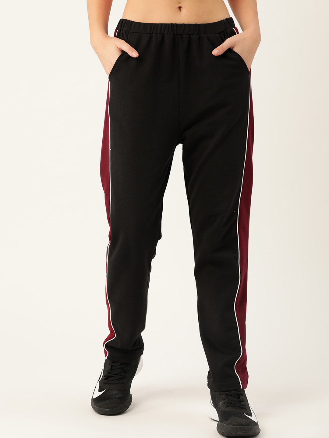

Laabha Women Black Solid Straight-Fit Track Pants
