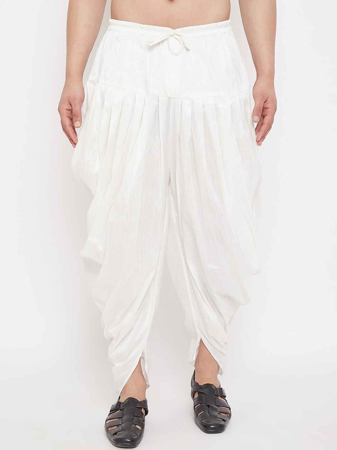 

VASTRAMAY Men White Solid Cowl Dhoti