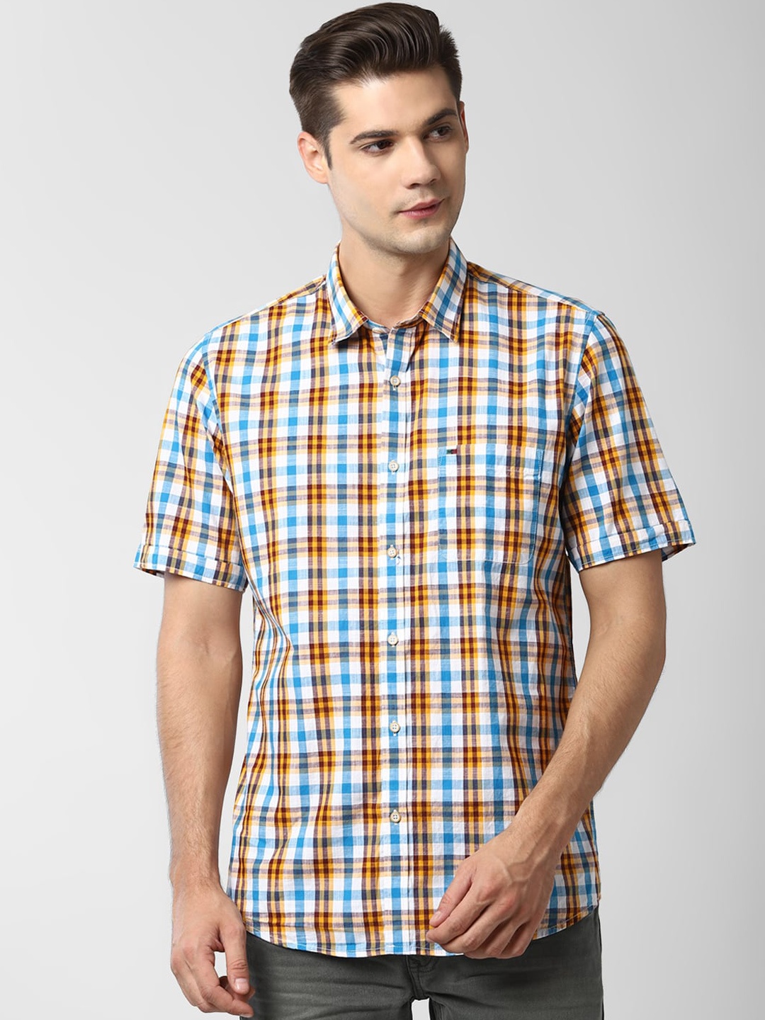 

Peter England Casuals Men Multicolored Slim Fit Checked Pure Cotton Shirt, Multi