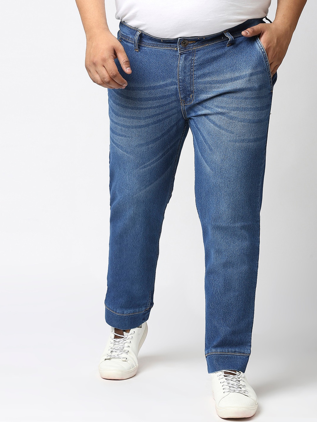 

Freeform by High Star Men Plus Size Solid Blue Jogger Jeans