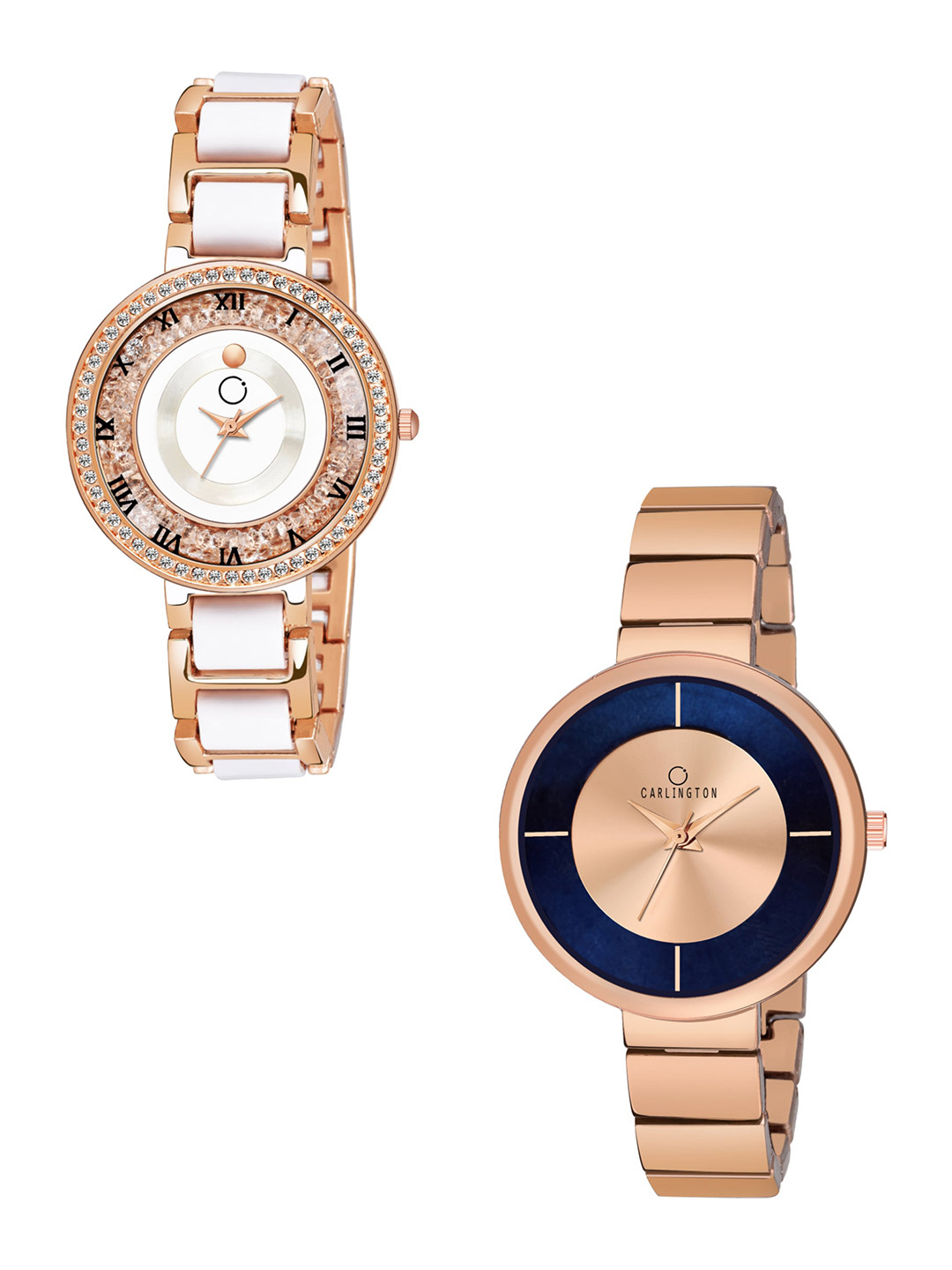 

CARLINGTON Women Set Of 2 Analogue Watches, Rose gold