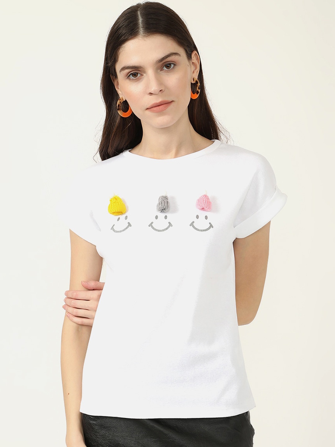 

V2 Value & Variety White & Grey Printed Regular Top
