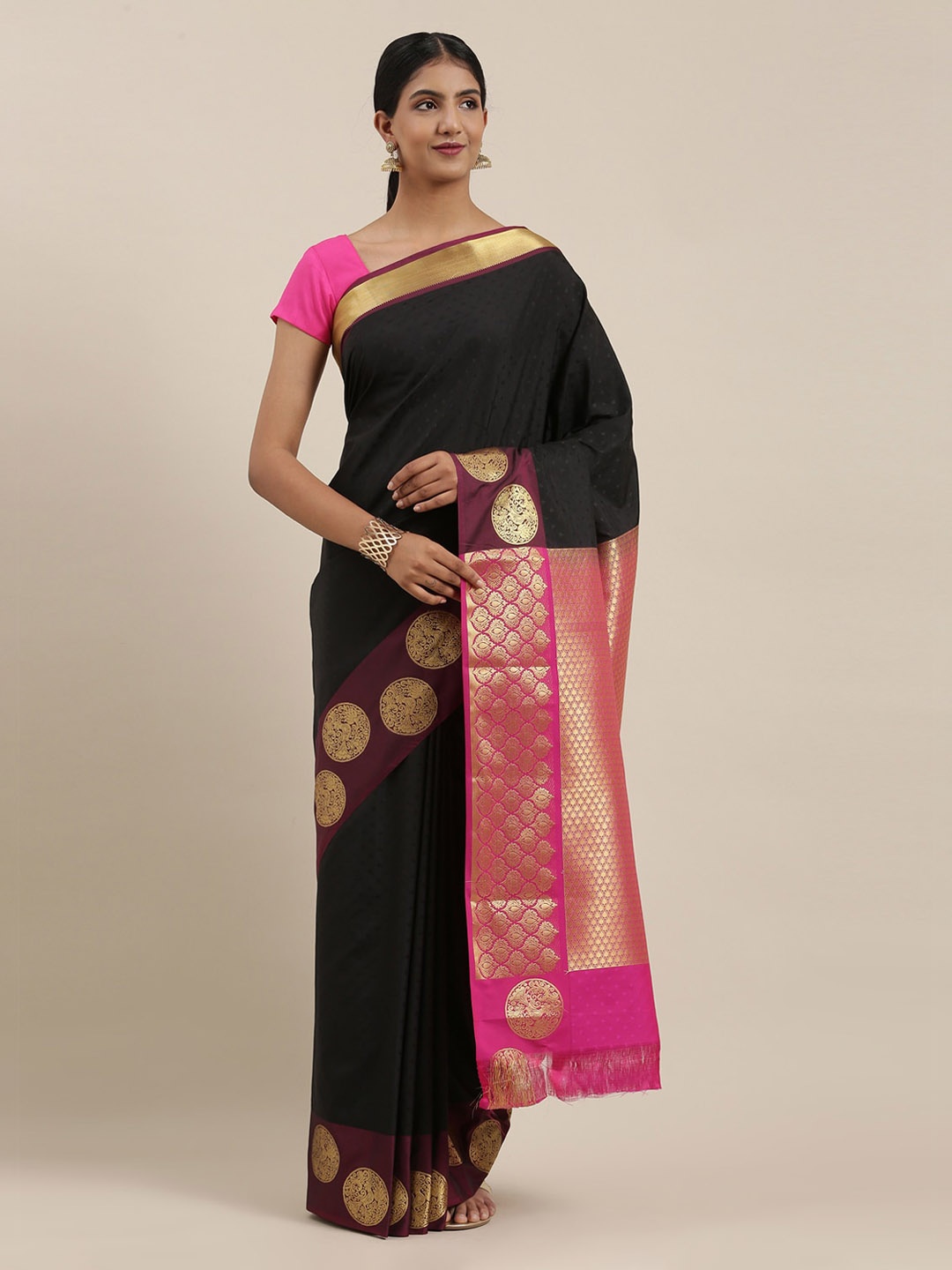 

The Chennai Silks Black Woven Design Art Silk Saree
