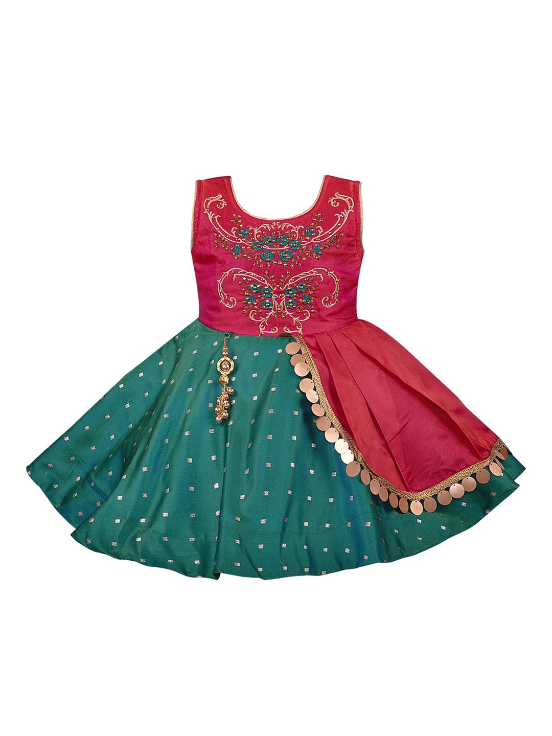 

Wish Karo Girls Maroon Embellished Fit and Flare Dress