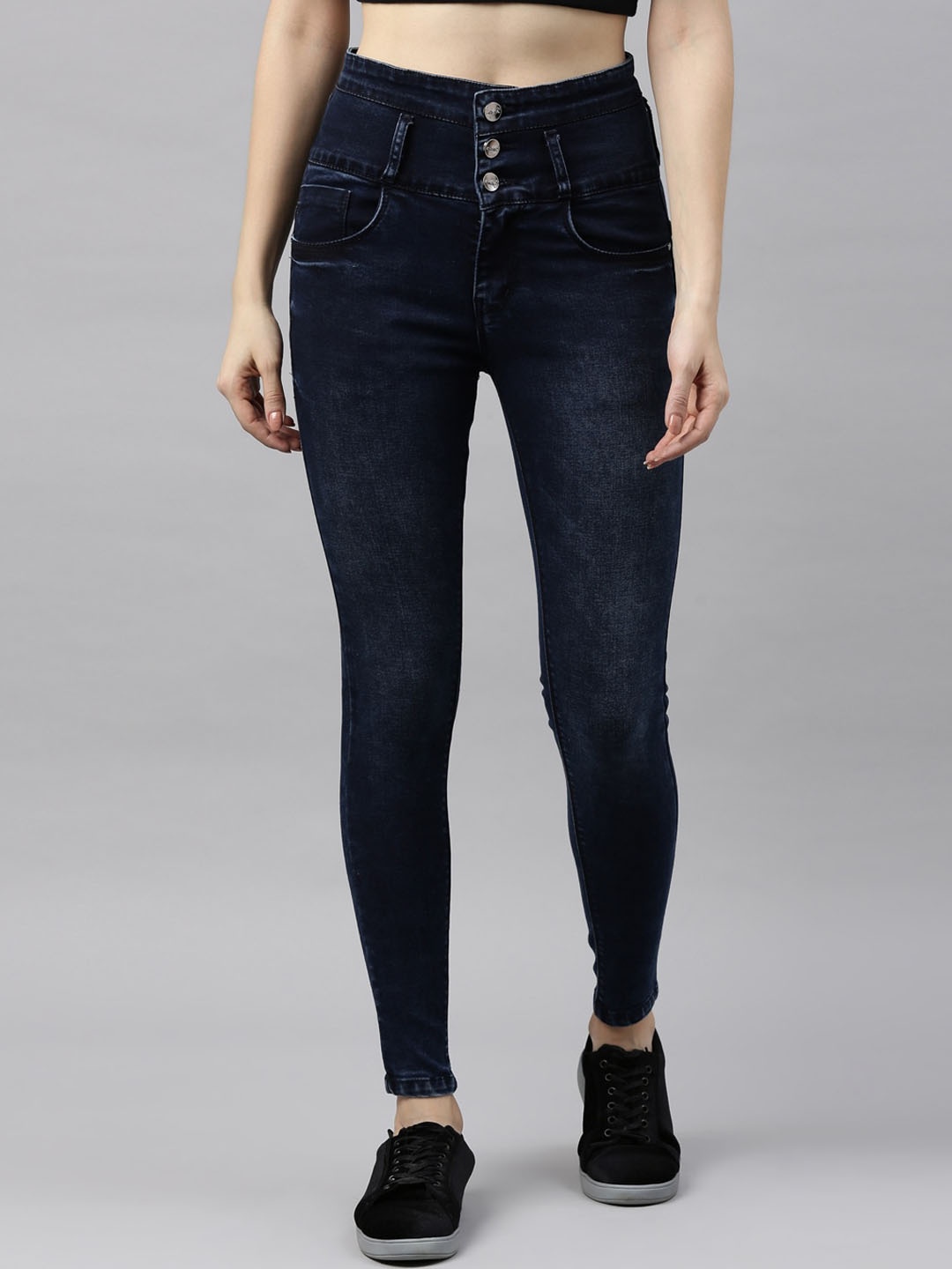 

ZHEIA Women Blue Skinny Fit High-Rise Clean Look Stretchable Jeans