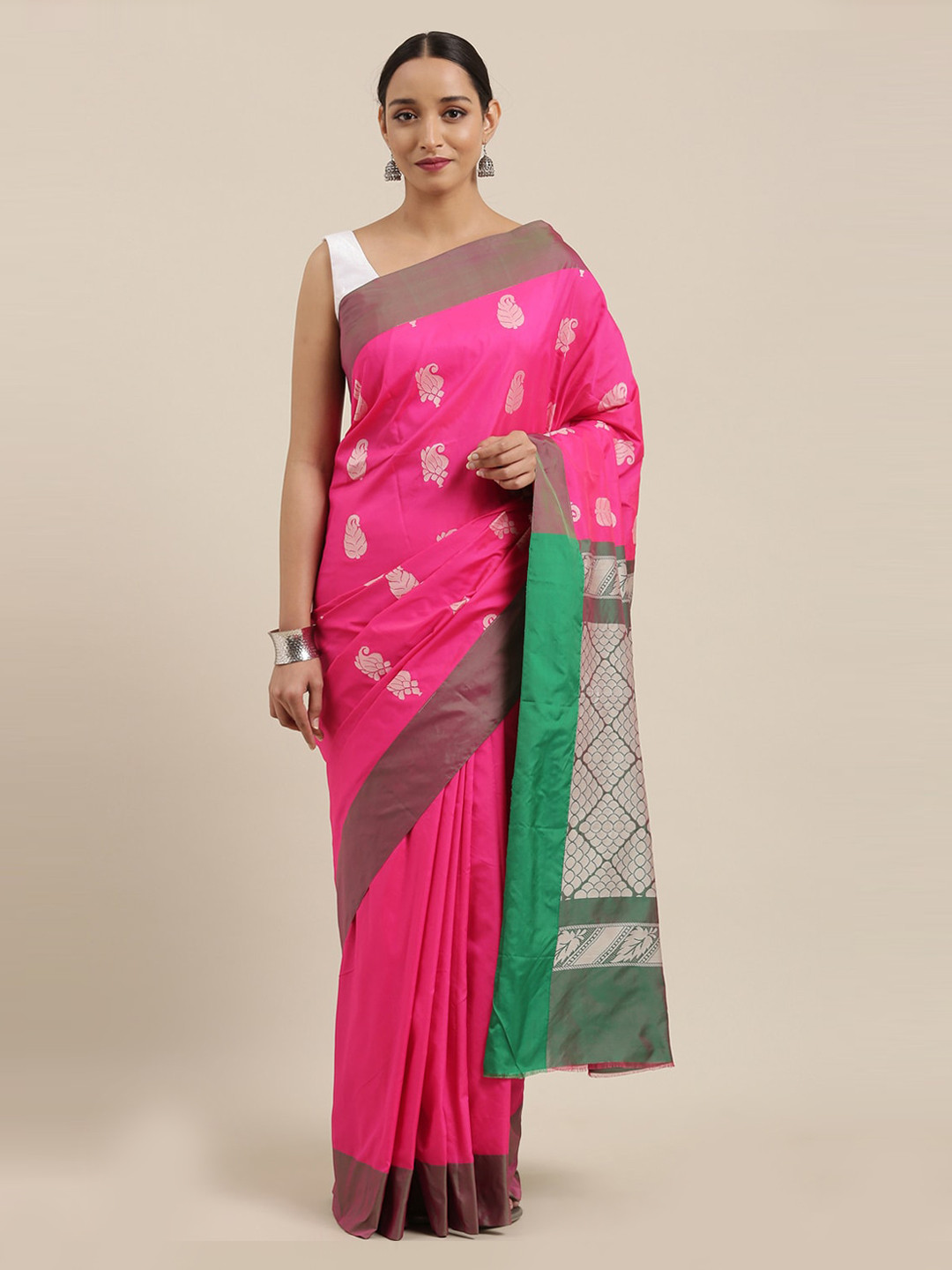 

The Chennai Silks Pink Woven Design Art Silk Saree