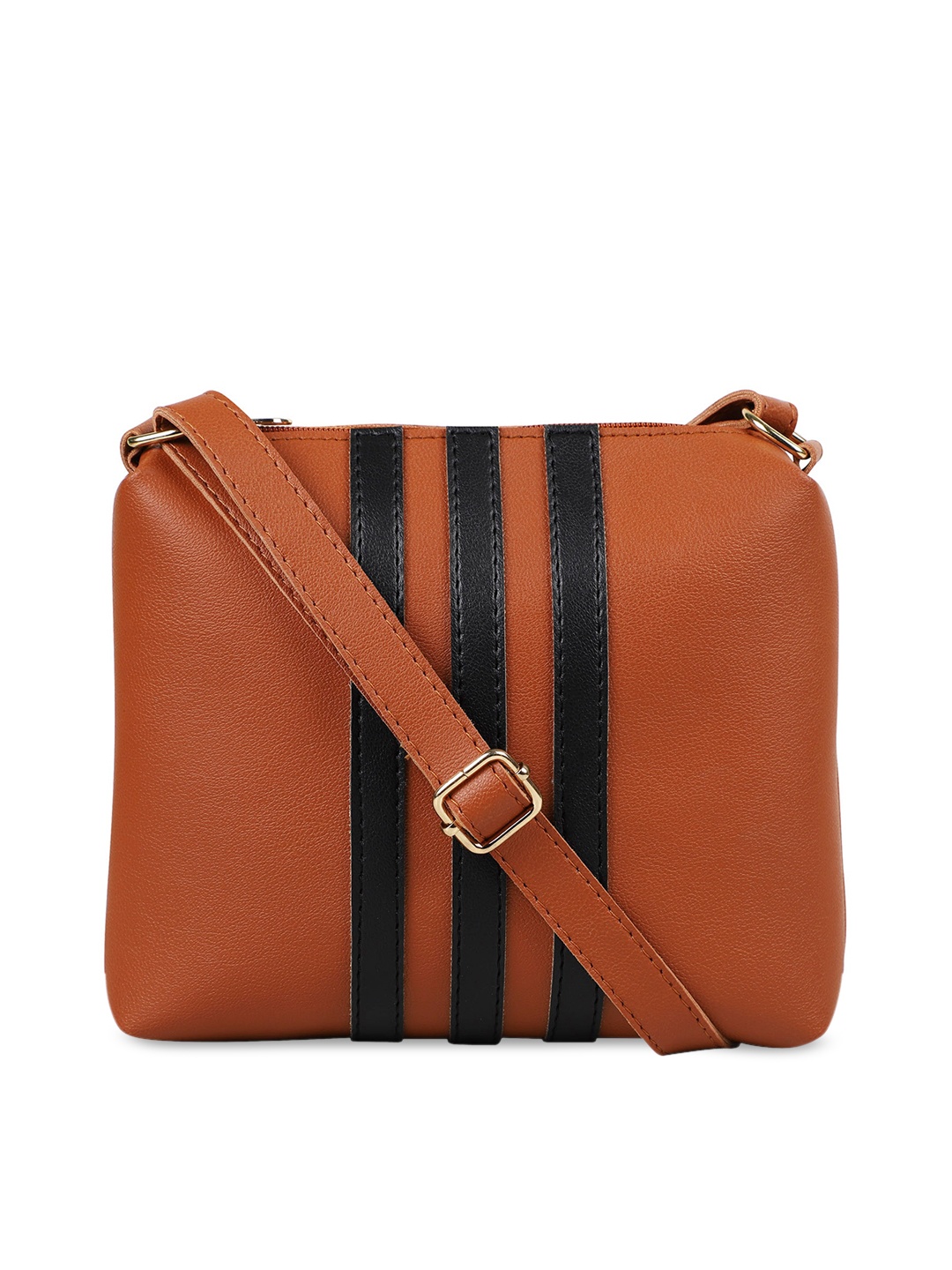

Bagsy Malone Rust Brown & Black Striped Sling Bag