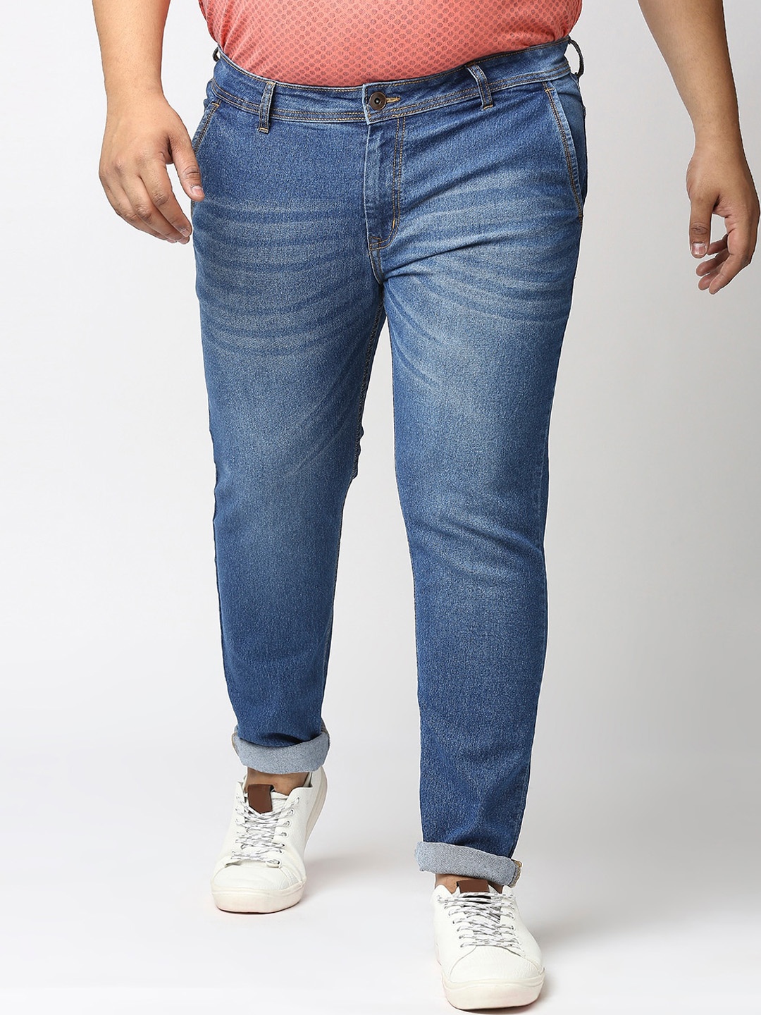 

Freeform by High Star Men Plus Size Blue Mid Rise Clean Look Regular Fit Jeans