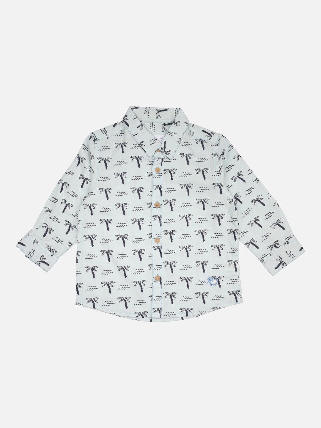 

ZERO THREE Boys Light Blue Regular Fit Printed Cotton Casual Shirt