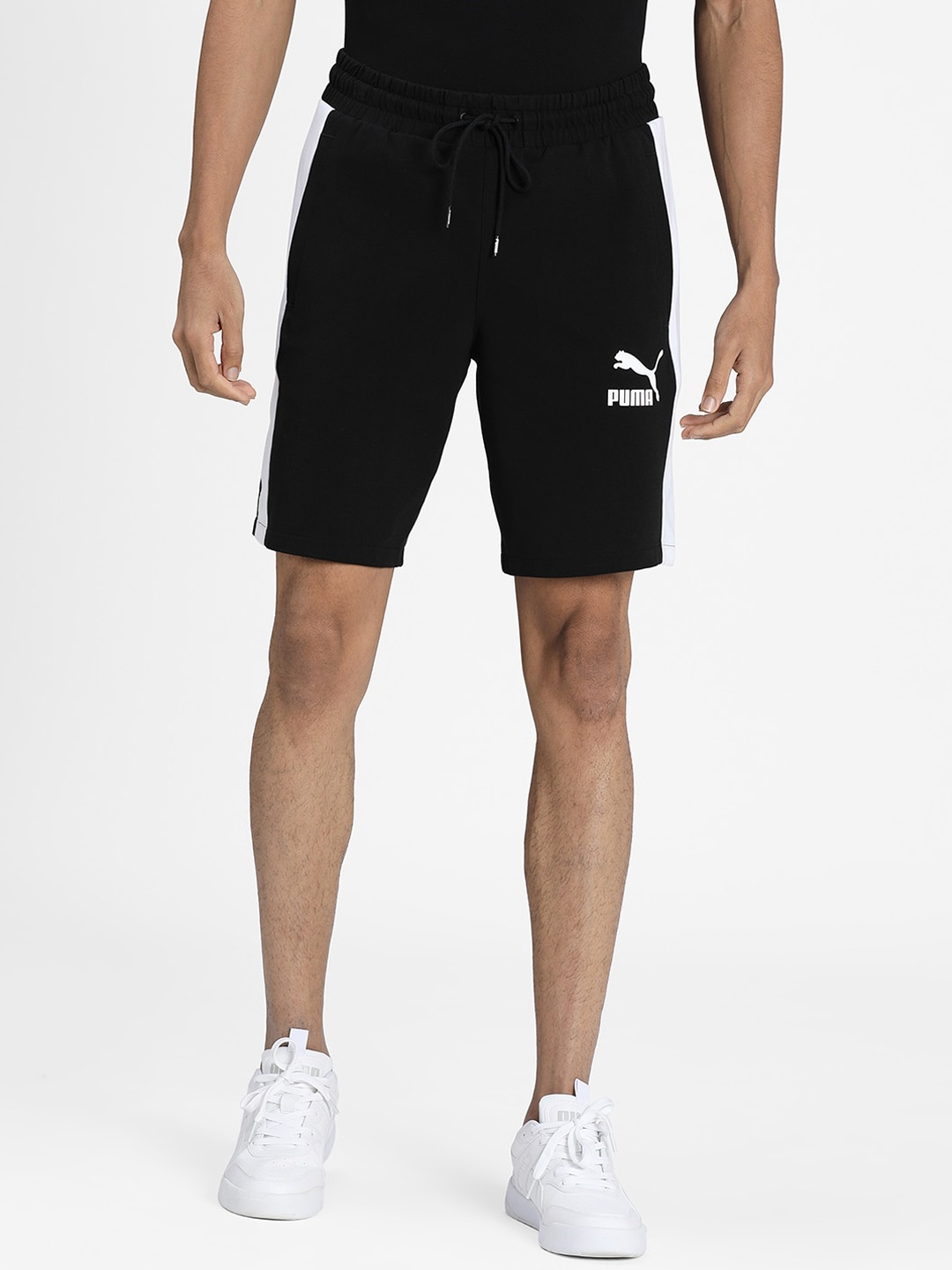 

Puma Men Black Solid Regular Fit Cotton Sports Shorts