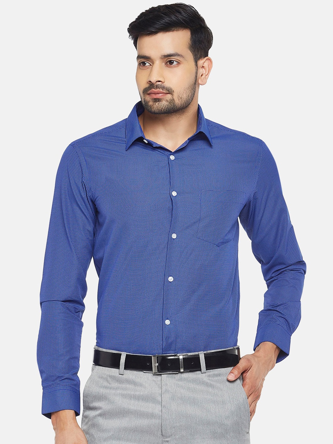 

RICHARD PARKER by Pantaloons Men Blue Slim Fit Checked Casual Shirt