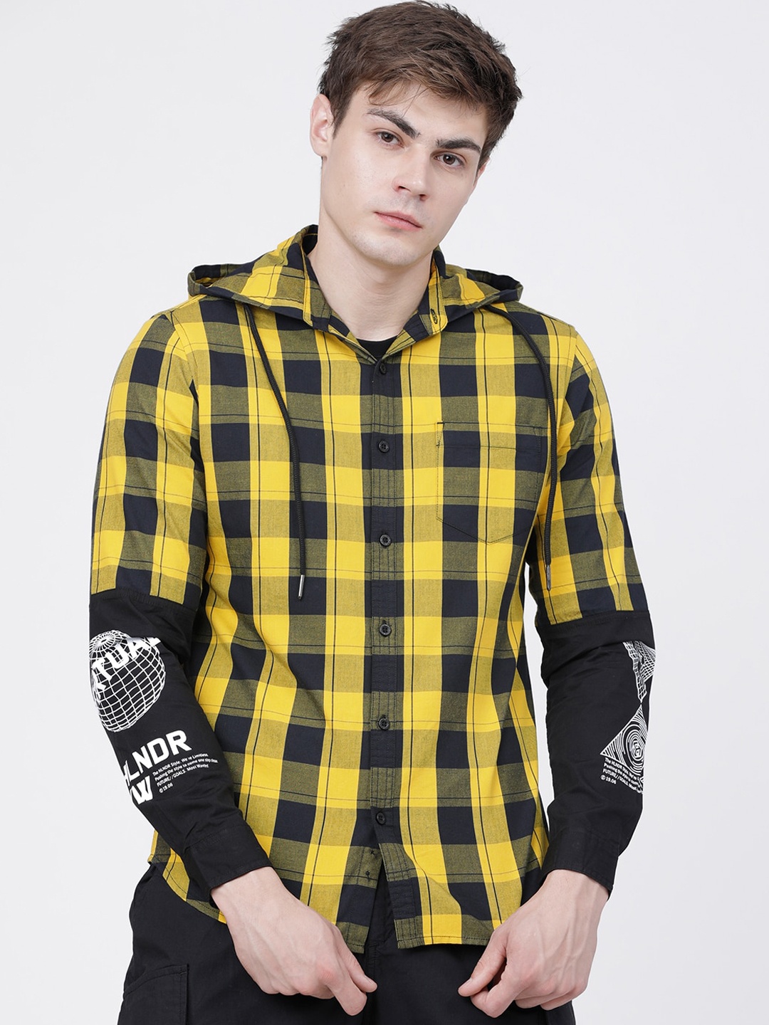 

HIGHLANDER Men Mustard Slim Fit Checked Casual Shirt