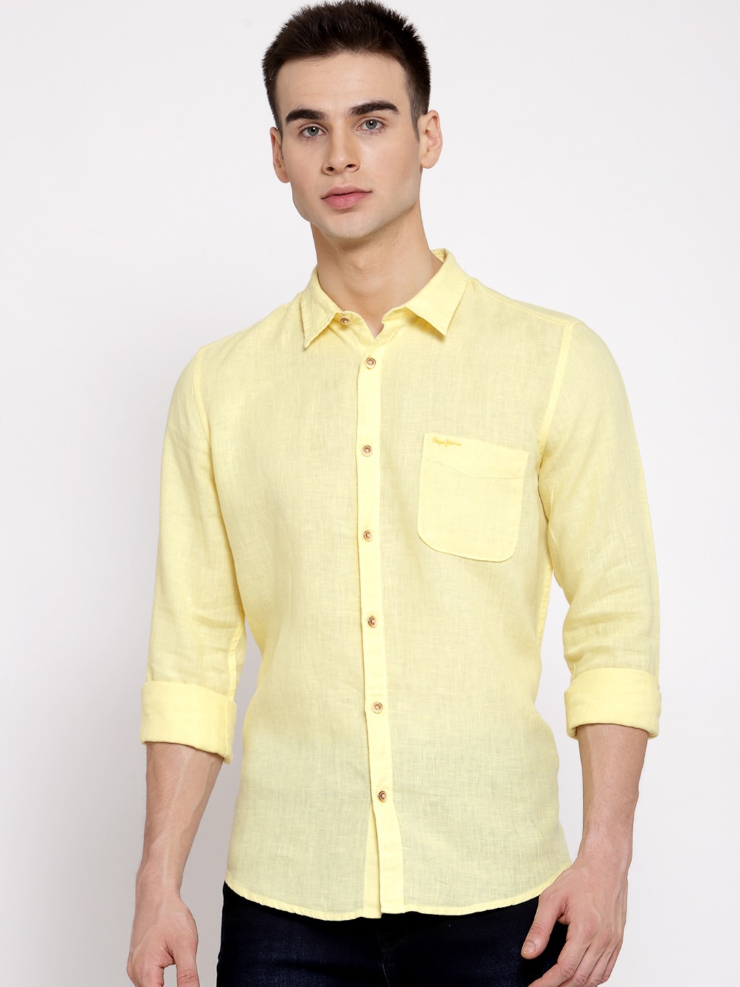

Pepe Jeans Men Yellow Regular Fit Solid Casual Shirt