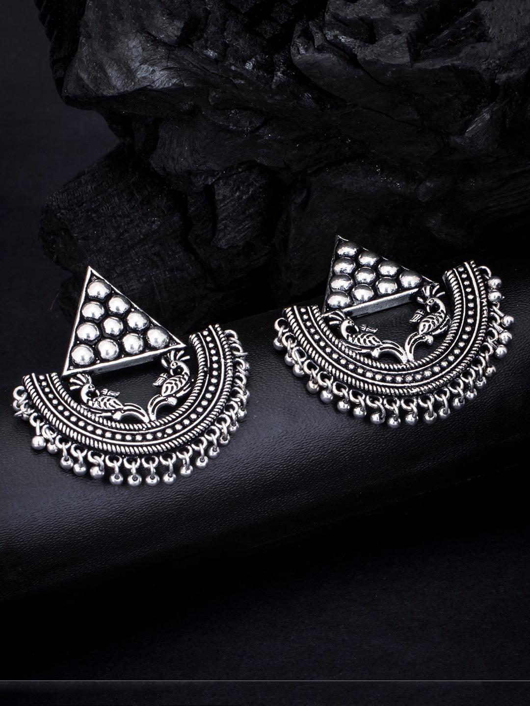 

Sukkhi Oxidized Rhodium-Plated Classic Drop Earrings, Silver