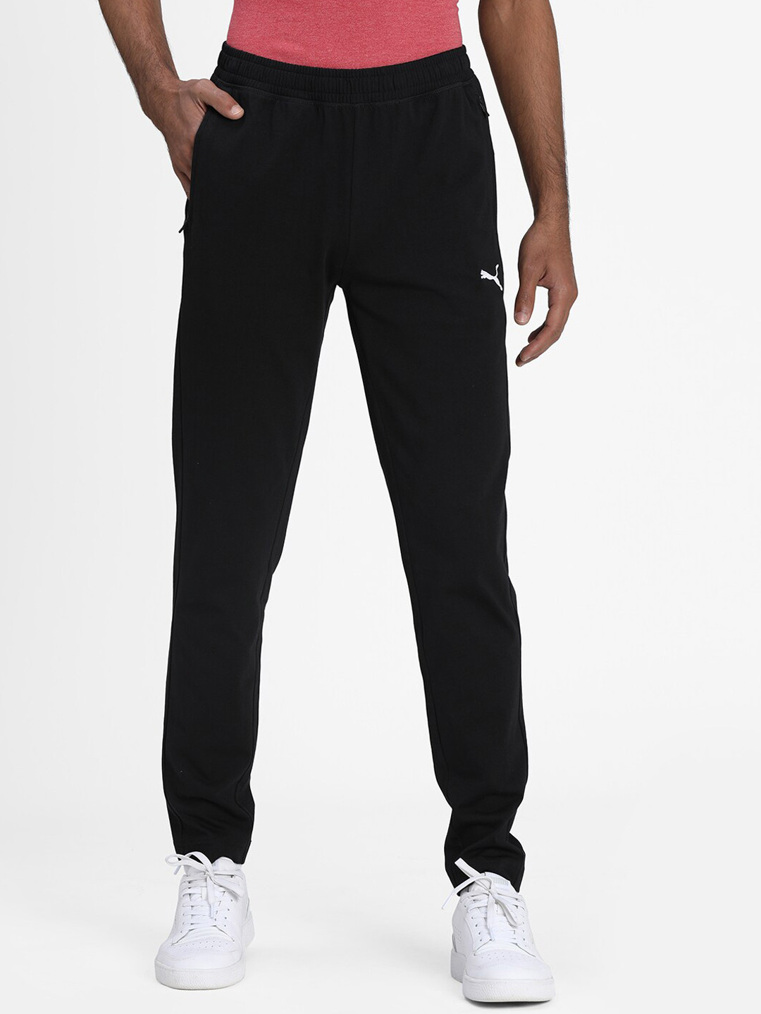 

Puma Men Black Solid Zippered Jersey Sweatpants