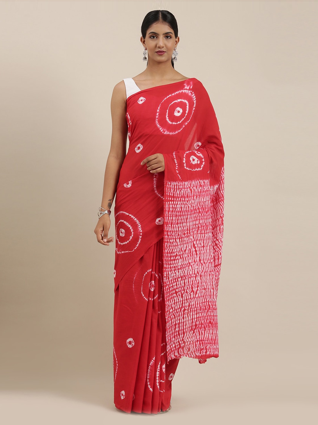

The Chennai Silks Red & White Pure Cotton Printed Saree