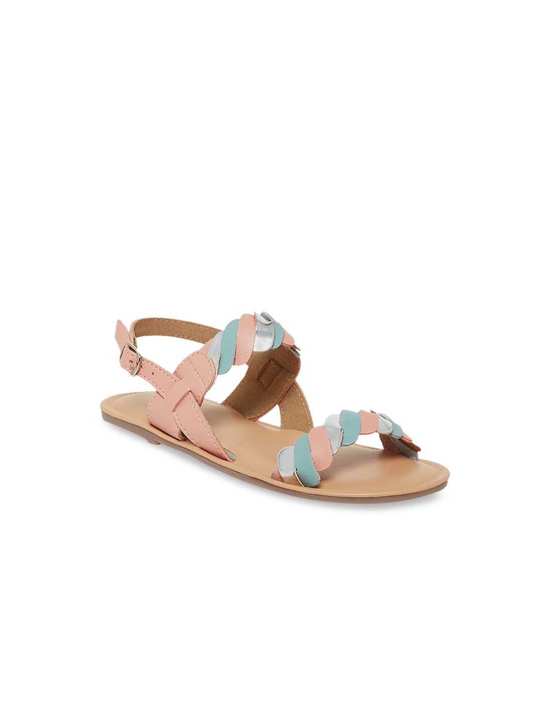 

Pantaloons Junior Girls Multicoloured Solid Leather Open Toe Flats, Multi