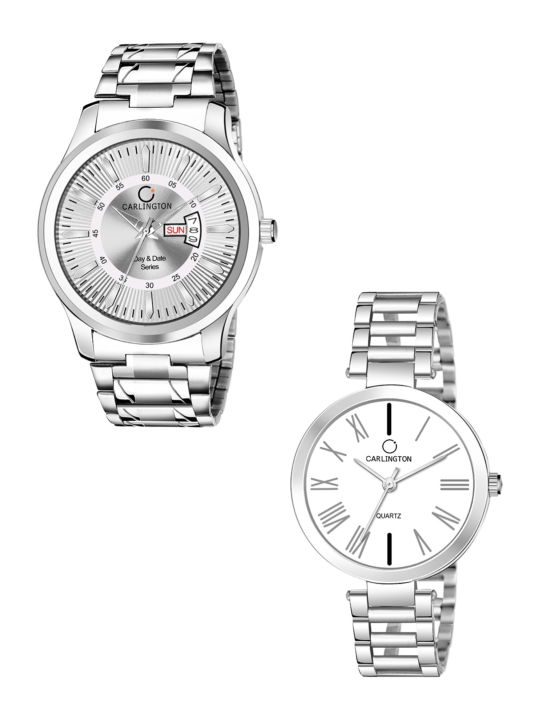 

CARLINGTON Unisex Silver-Toned Analogue Watch Combo