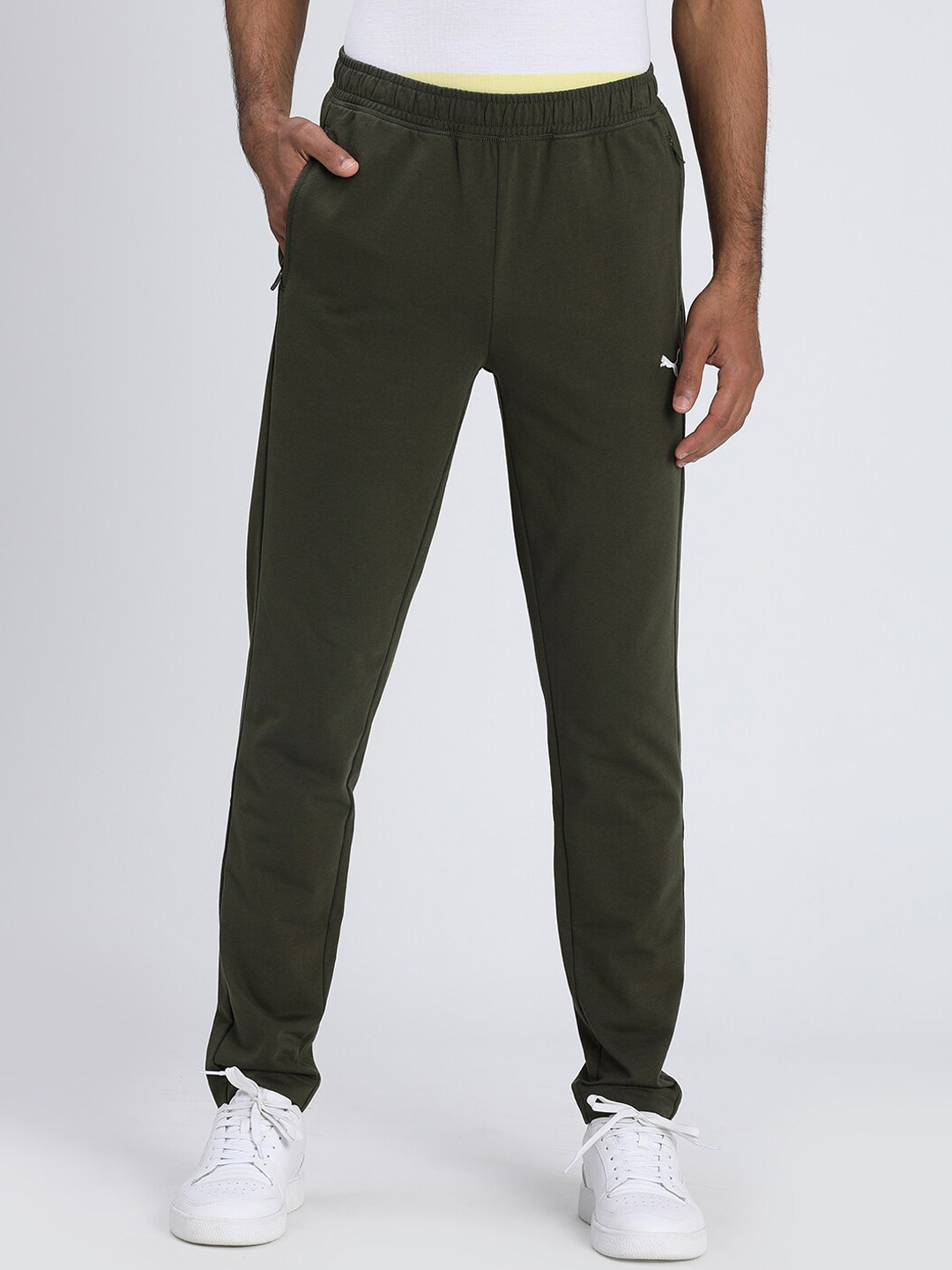 

Puma Men Olive Green Solid Slim-Fit Track Pants