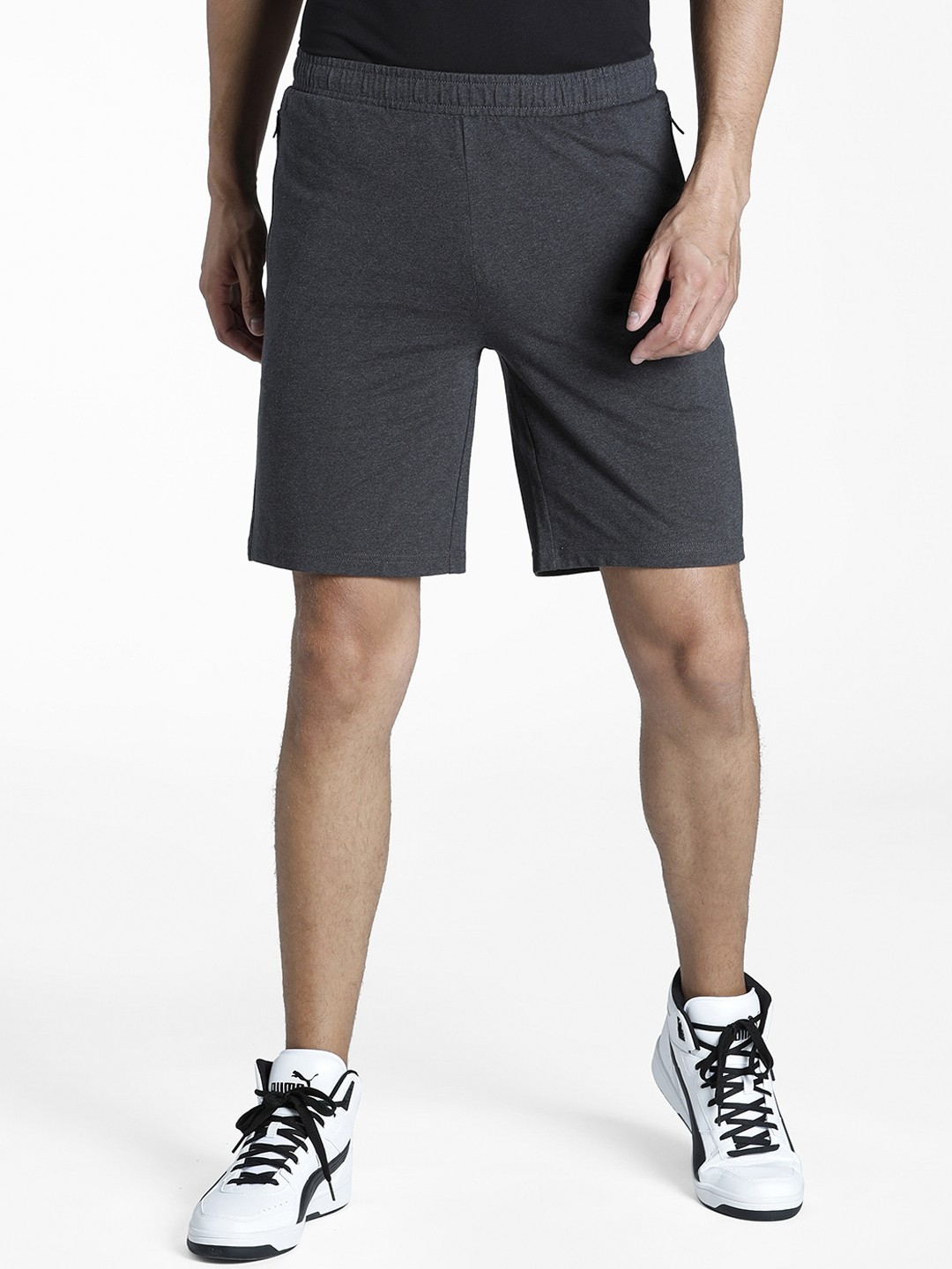 

Puma Men Grey Solid Regular Fit Cotton Shorts