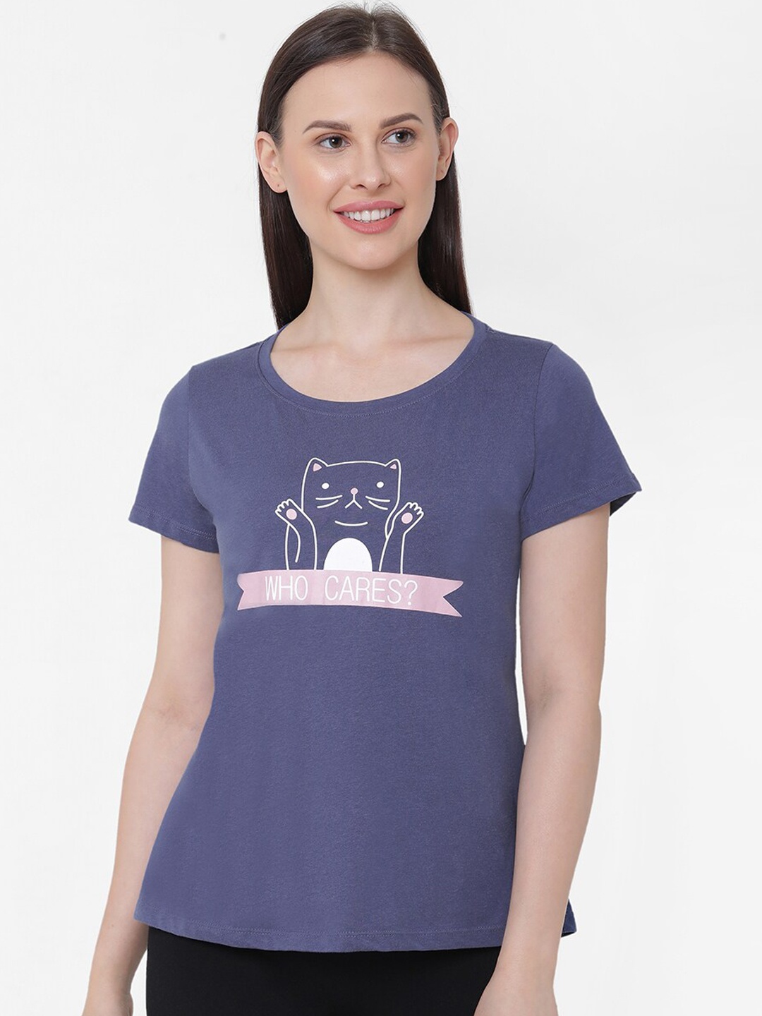 

Soie Women Blue Printed Lounge T-shirt