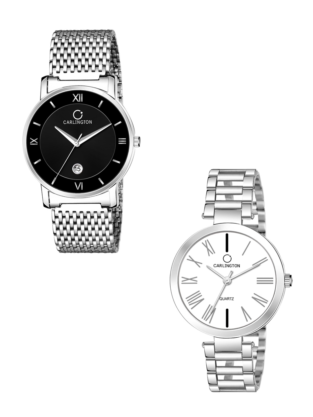

CARLINGTON Unisex His & Her Analogue Watch Gift Set, White
