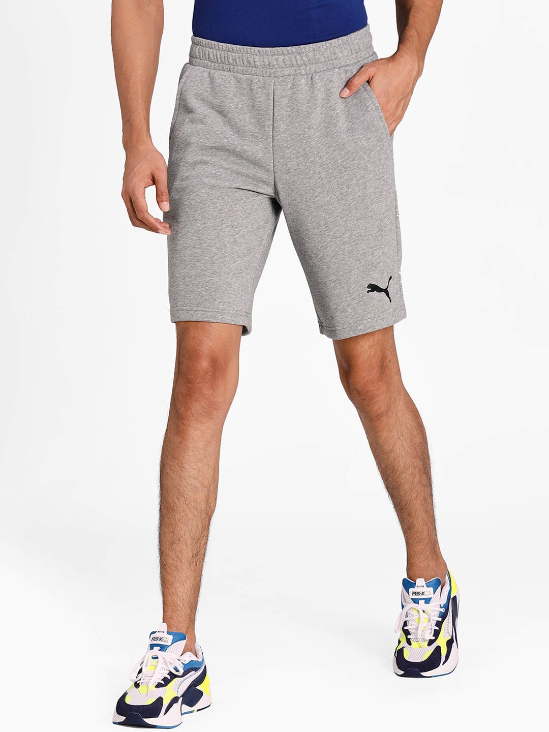 

Puma Men Grey Solid Regular Fit Cotton Sports Sustainable Shorts