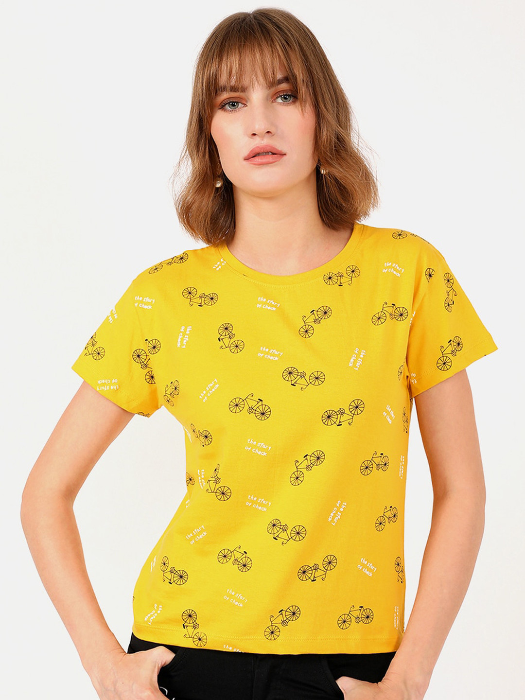 

V2 Value & Variety Yellow Printed Chambray Regular Top