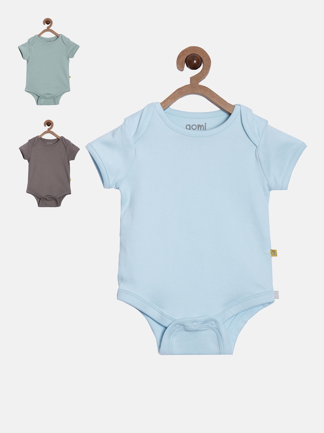 

Aomi Infants Kids Pack of 3 Solid Cotton Bodysuits, Turquoise blue