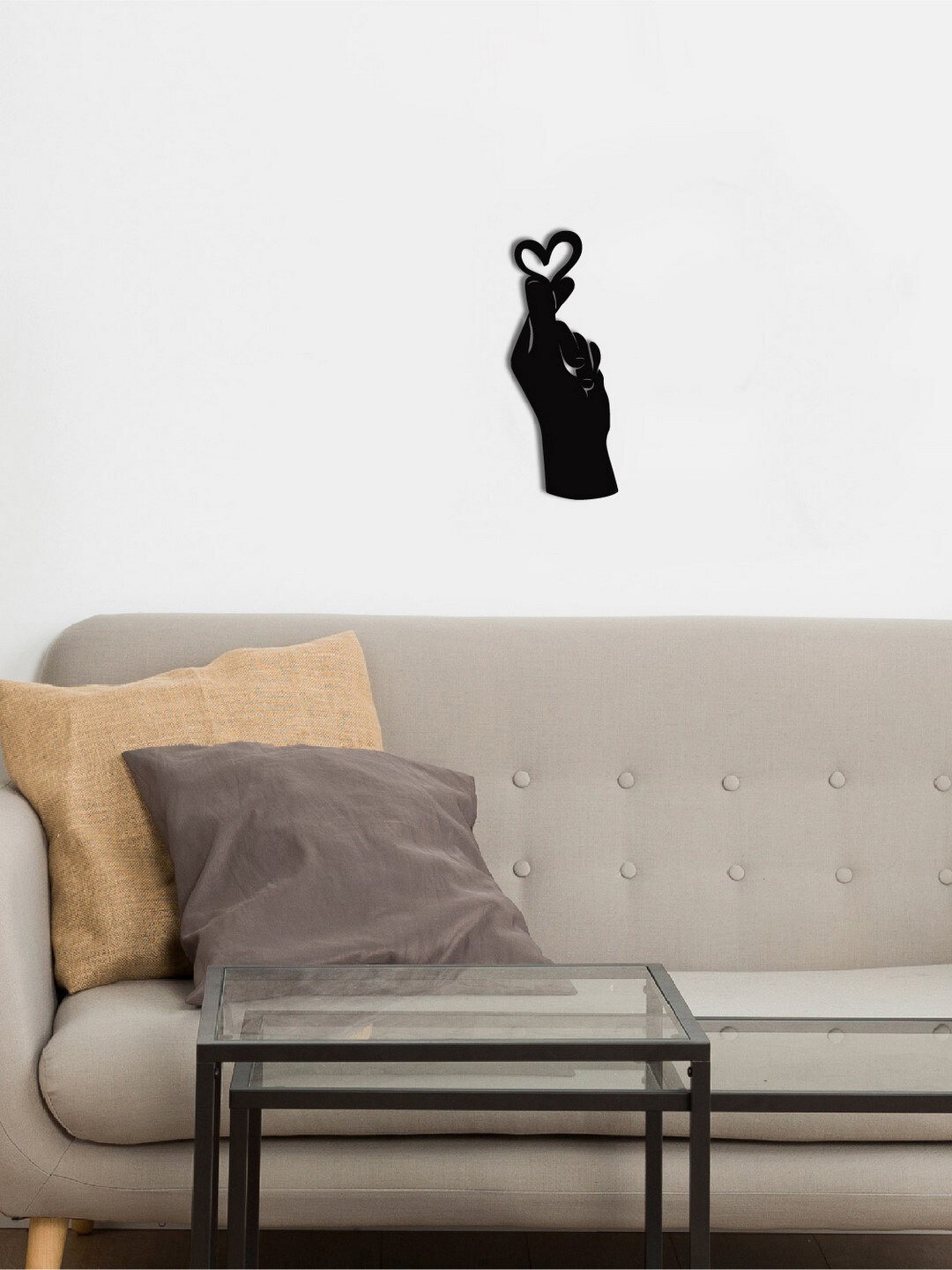 eCraftIndia Black Little Heart in Hand Love Theme Wooden Wall Hanging Decor