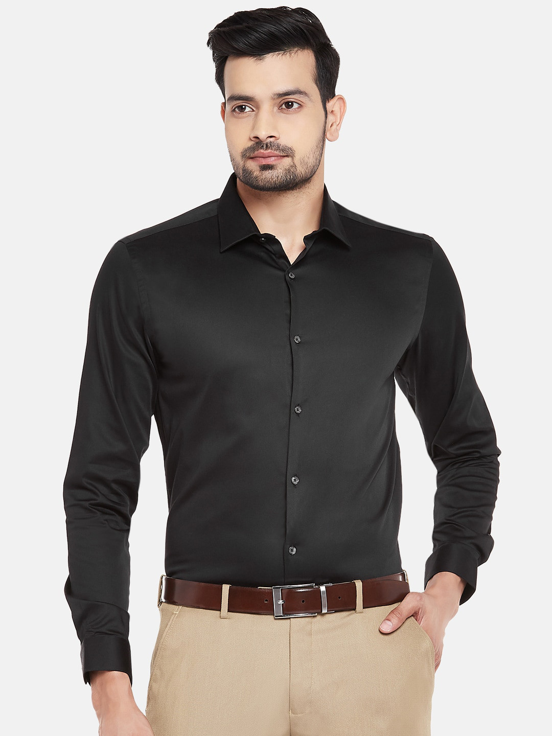 

RICHARD PARKER by Pantaloons Men Black Pure Cotton Slim Fit Solid Casual Shirt