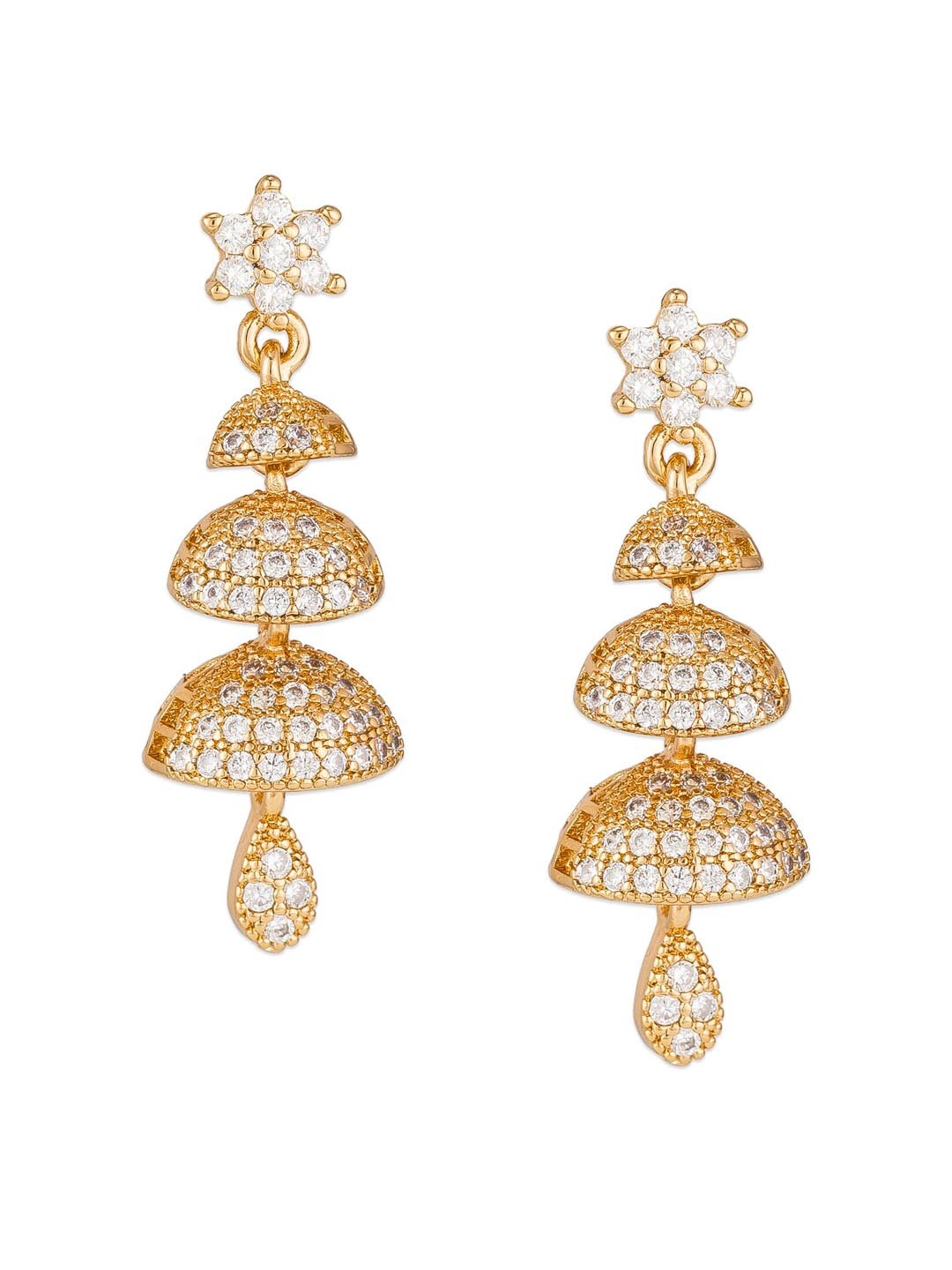 

aadita Gold & Silver-Toned Dome Shaped Drop Earrings